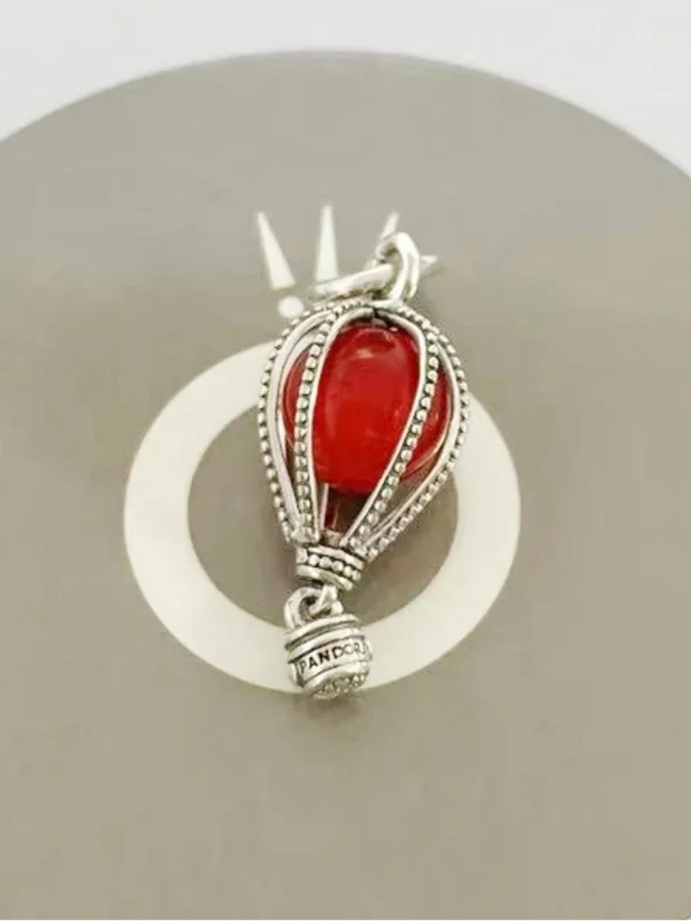 Pandora Silver Hot Air Balloon Charm with Red Enamel Accent
